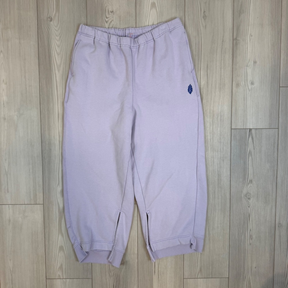 Free People FP Movement Lilac Purple Cropped Sweatpants Joggers Vented Cuffs L
